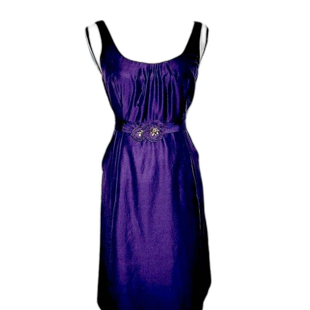 Glint Silk Cotton Blend Cocktail Dress with Embellished Belt Sz 6
